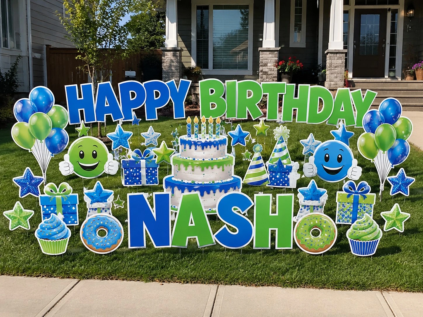 Happy Birthday Nash birthday yard sign sample setup