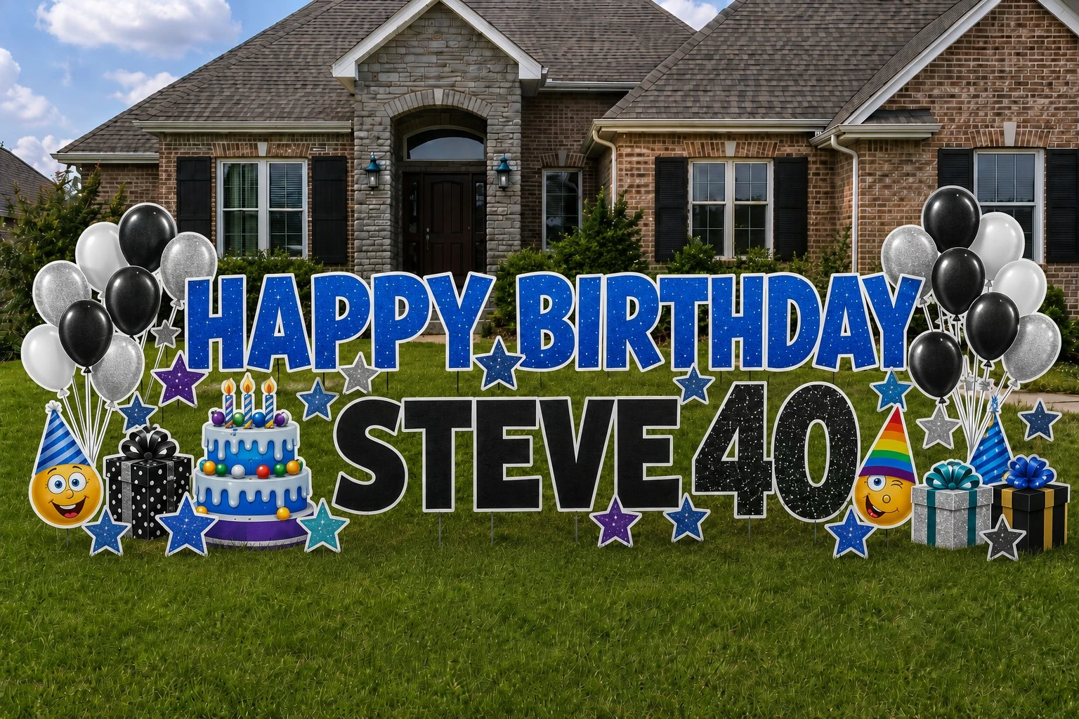 Happy Birthday Steve 40 birthday yard sign sample setup