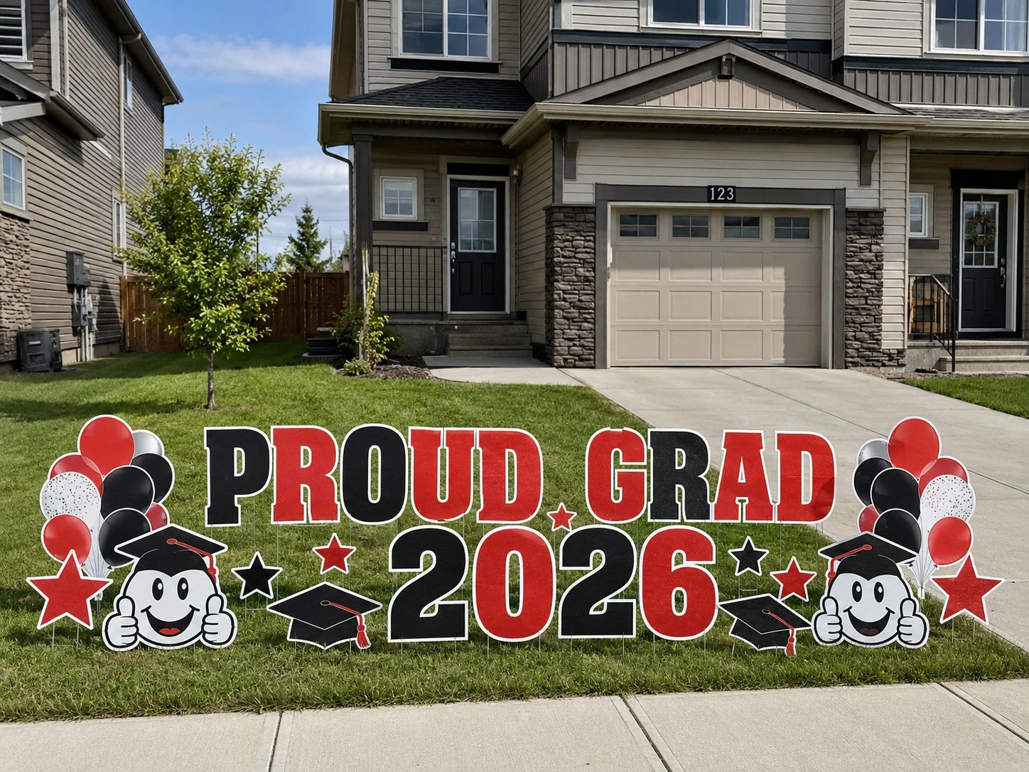 Proud Grad 2026 graduation yard sign sample setup