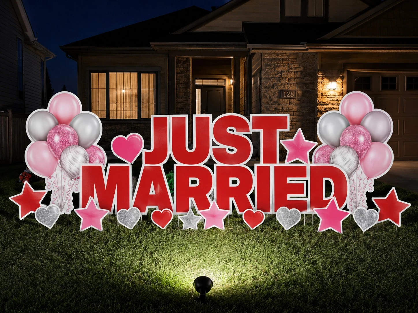 Just Married special events yard sign sample setup