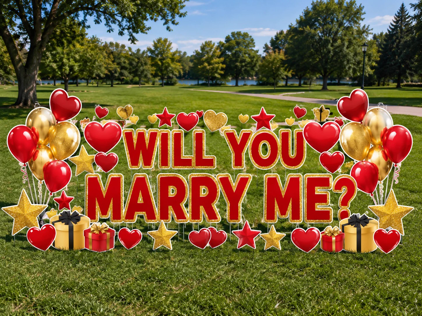 Will You Marry Me proposal yard display